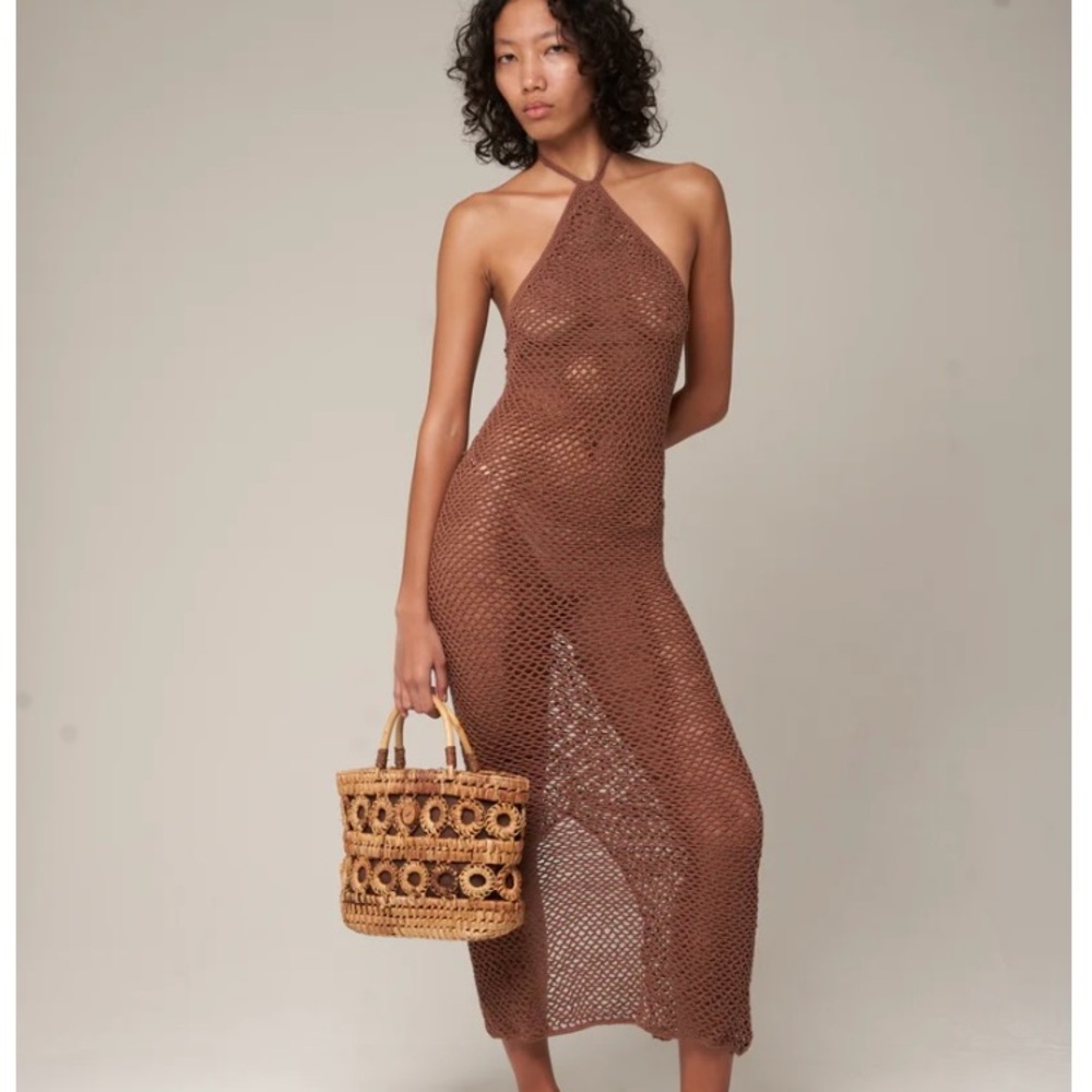 AKOIA SWIM XS NEFALI MAXI DRESS IN CHOCOLATE